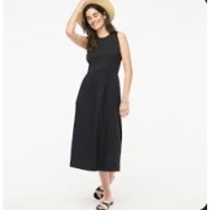 J Crew Dress XXL Black Ribbed Knit Mixy Midi Dress Sleeveless Cotton‎ 2XL CJ264
